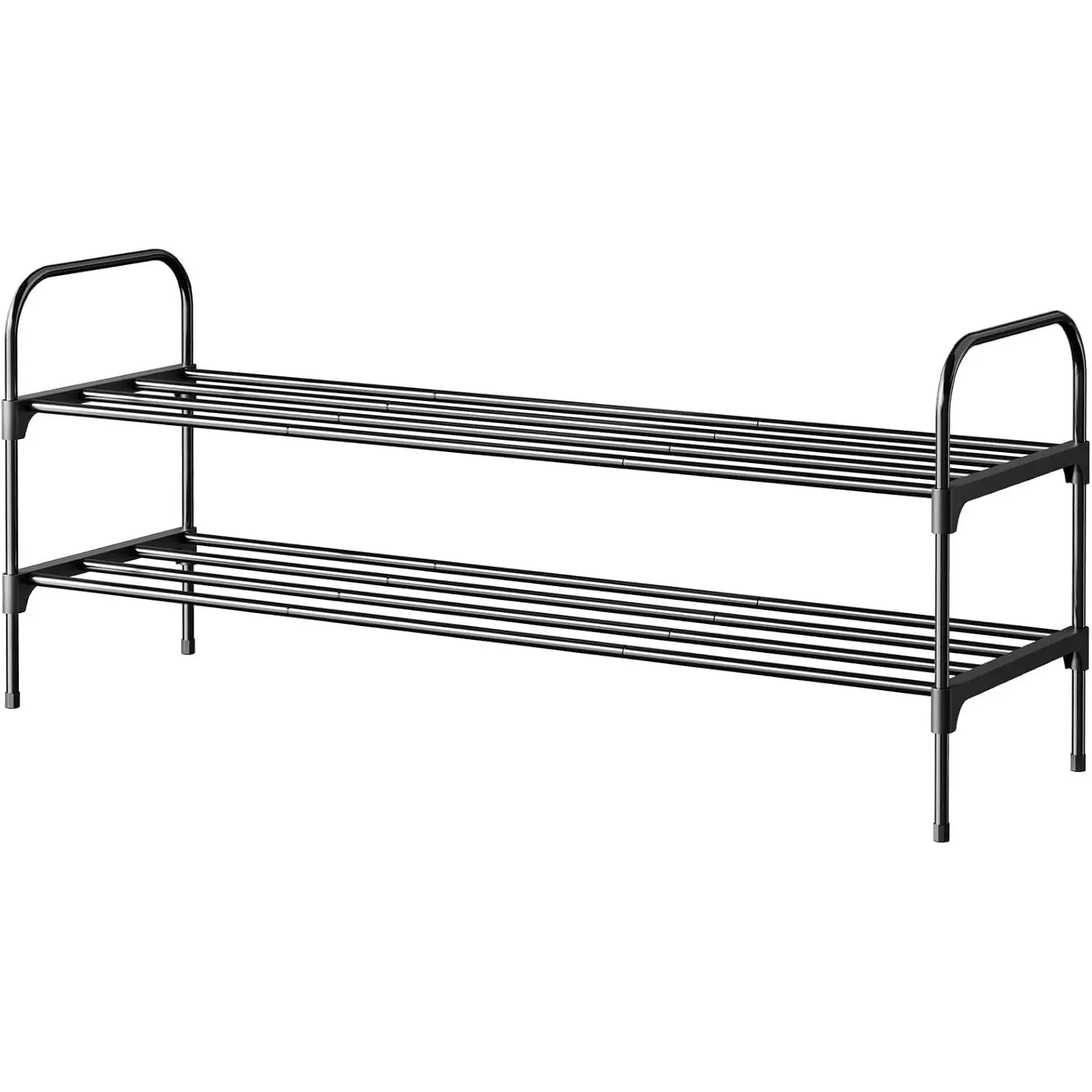 Shoe Rack - 3-Tier Space-Saving Shoe Organizer & Shoe Shelf with Handle, Easy Assembly, Sturdy Metal Shoe Rack for Closet, Entryway, Bedroom, 28.0" x 11.8" x 18.9", Black