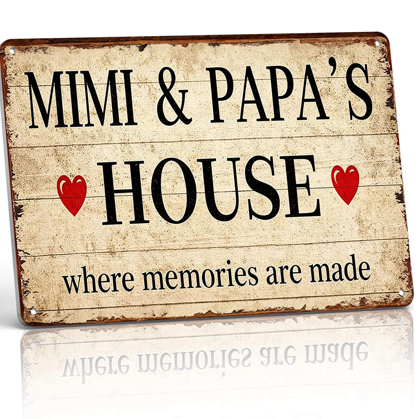 Mimi & Papa's House Sweet Quote Aluminum Tin Sign 8x12 Inch, Rustic Vintage Wall Decor for Grandparents House Entryway Living Room Porch, Meaningful Birthday Holiday Gift Wall Art for Grandma Grandpa Home
