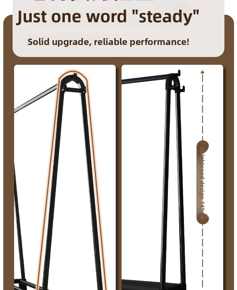 Trending U-Shaped Clothes Drying Pole with Wheels, Double-Layer, 110cm Height, 153cm, 36cm Width, Black