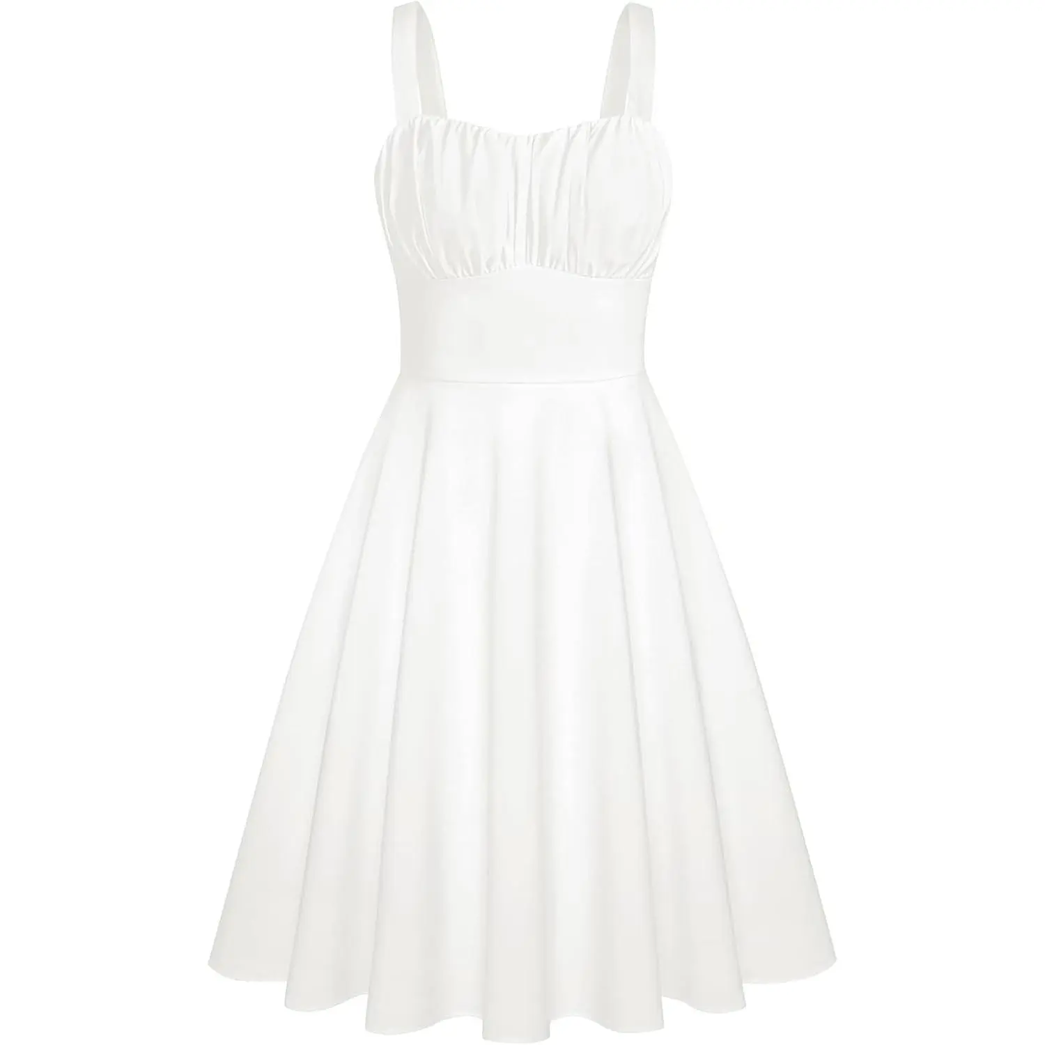 Women's Vintage Floral Cute Bridal Midi Dress, 2026 Summer A-line Sleeveless Flowy Adjustable Garment for Wedding Guest Cocktail Events, Bridal Shower, Formal, Fit, Smocked, Elastic, Breathable, Casual