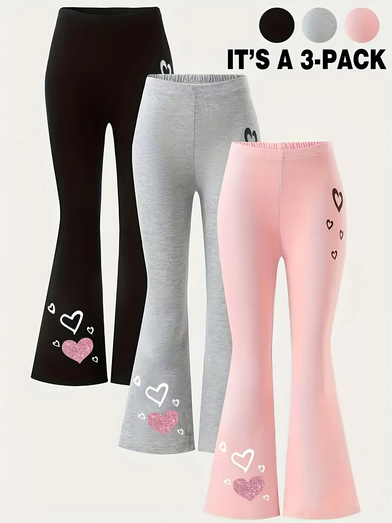 Girls' Star Print Elastic Waistband Bell Pants Set, Trendy Silhouette, Comfortable Casual Slim-Fit Pants for Ages 3+, Outdoor Use, All-Season Wear