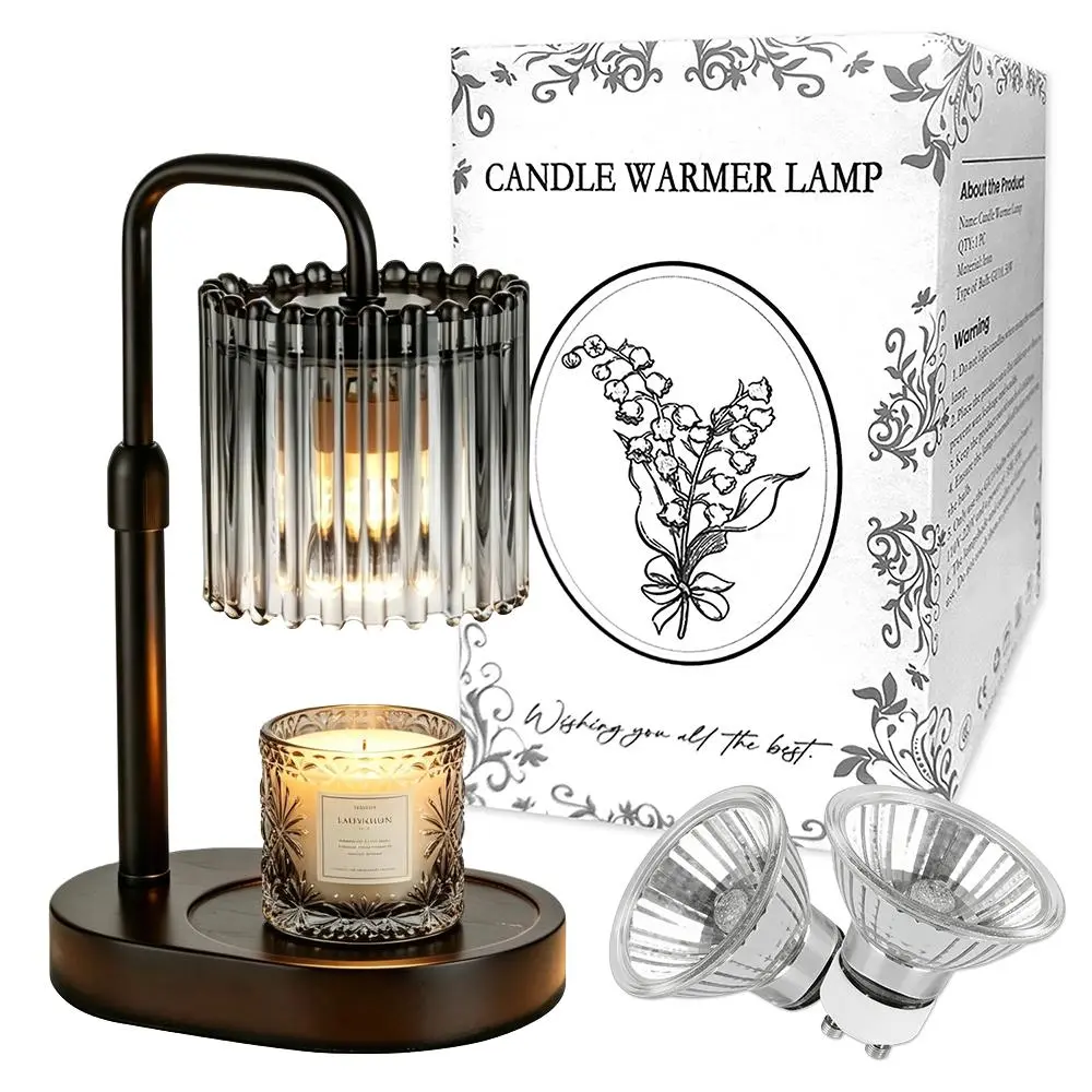 Scent Melt Candle Warmer, Valley Lily Flower Light, Adjustable Stand Timer Function, Comes with 2 Bulbs Packed, Flameless Home Aroma Lamp for Indoor Bathroom Living Decor