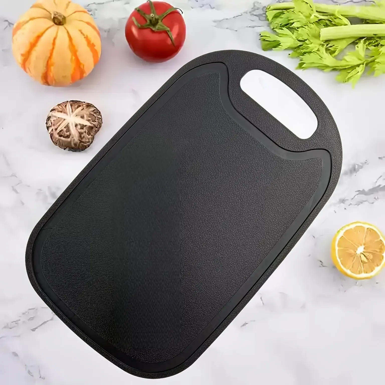 Non-Disposable Plastic Cutting Board with Drainage Slot, Anti-Slip Design, Portable Hanging Vegetable & Fruit Chopping Board, Durable Cutting Boards