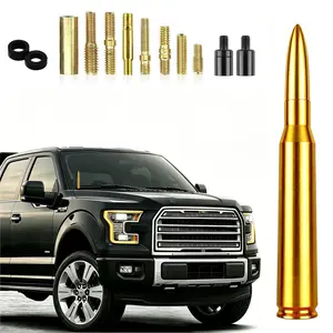 Golden 50 Cal Bullet Antenna, Made from High-Quality Aluminum Car Truck Antenna Truck Accessories with 10 Adapters, Compatible with Chevrolet, Toyota, Jeep, GMC, Ford, Dodge, Short Replacement Antenna, cool gadgets