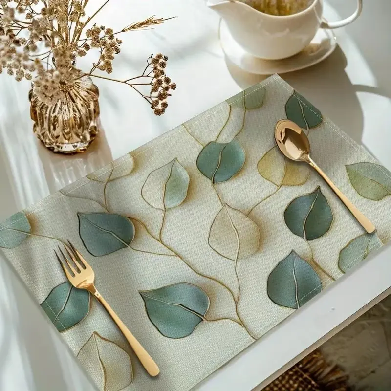 Modern Luxury French Linen Placemats, 4/6pcs Heat-Resistant Table Mats, Home Use Anti-Slip Dinner Mat, Elegant Dining Accessories