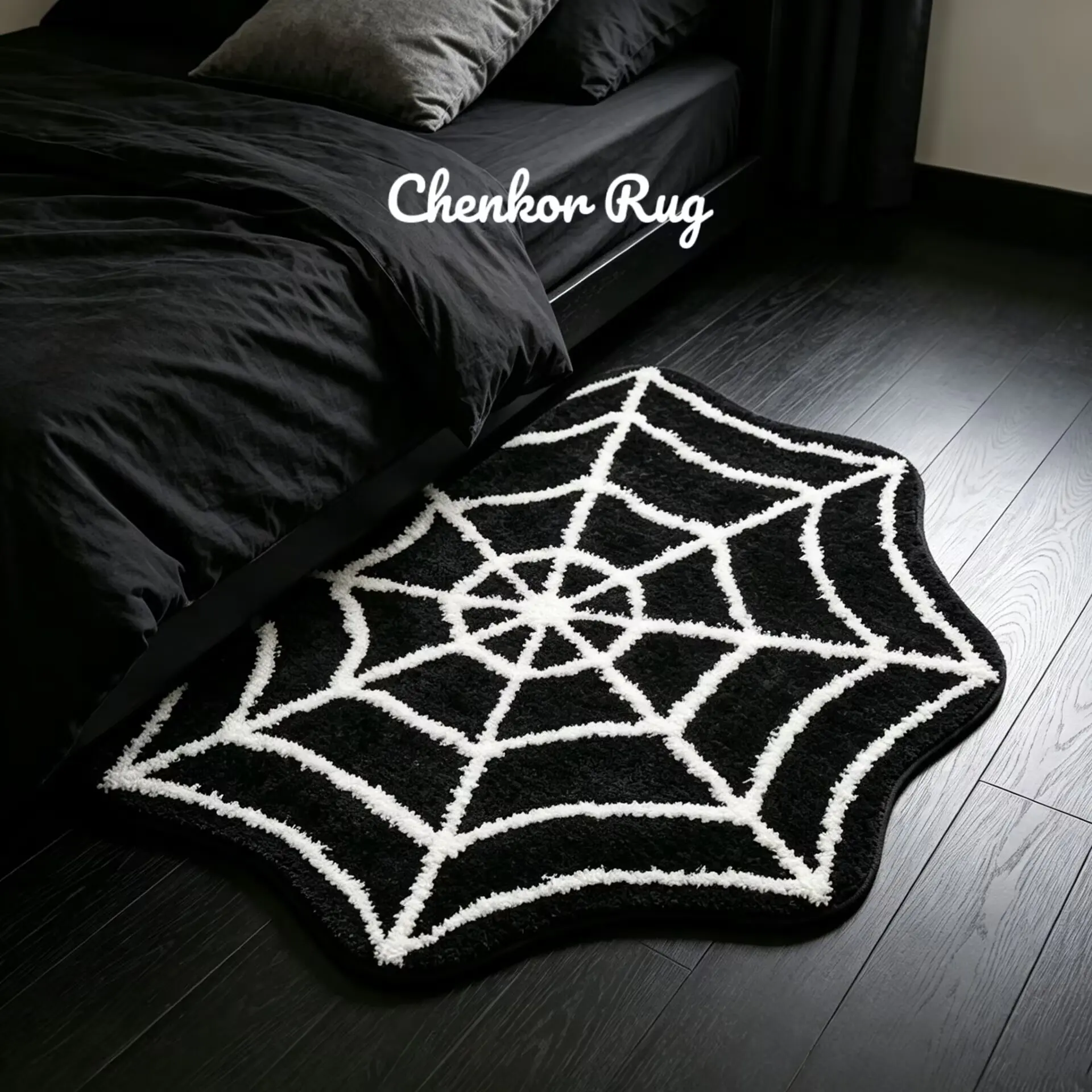 Spider Web Area Rug Halloween Plush Waterproof Non Slip Gothic Living Room Carpet