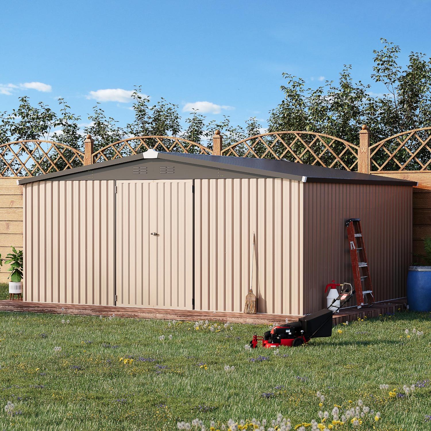 【3 Packages Shipping】Large Heavy-Duty Metal Storage Shed - Extra Large Steel Outdoor Shed with Lockable Doors for Garden Tools, Workspace & Utility Storage