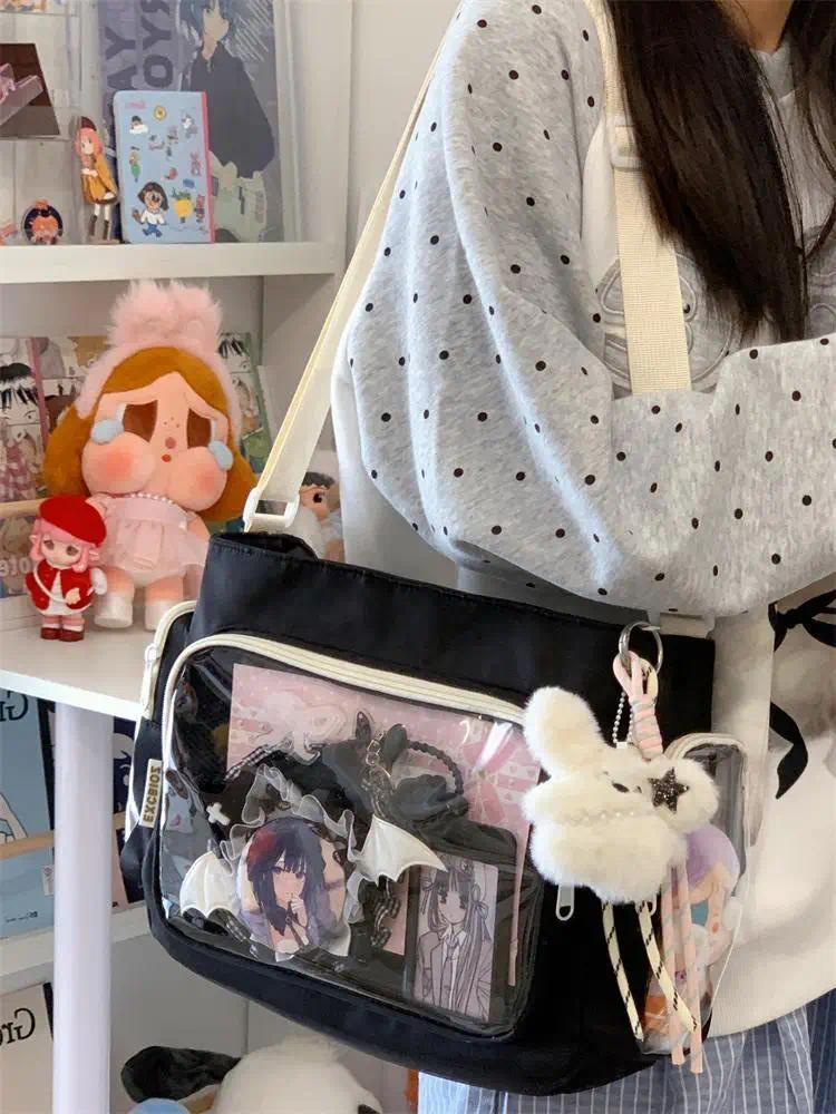 Nylon Aesthetic Transparent Display DIY Basges Students Subculture JK Crossbody Shoulder Bags Casual Sweet Girls Ulzzang Ita Bag