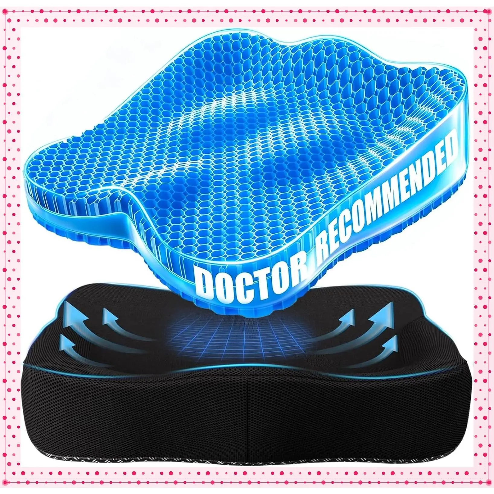 Gel Seat Cushion, Extra Thick Large Office Chair Cushion for Long Sitting, Sciatica & Hip Pain Relief, Egg Seat Cushion for Wheelchair Car Office Home Travel OutdoorGift
