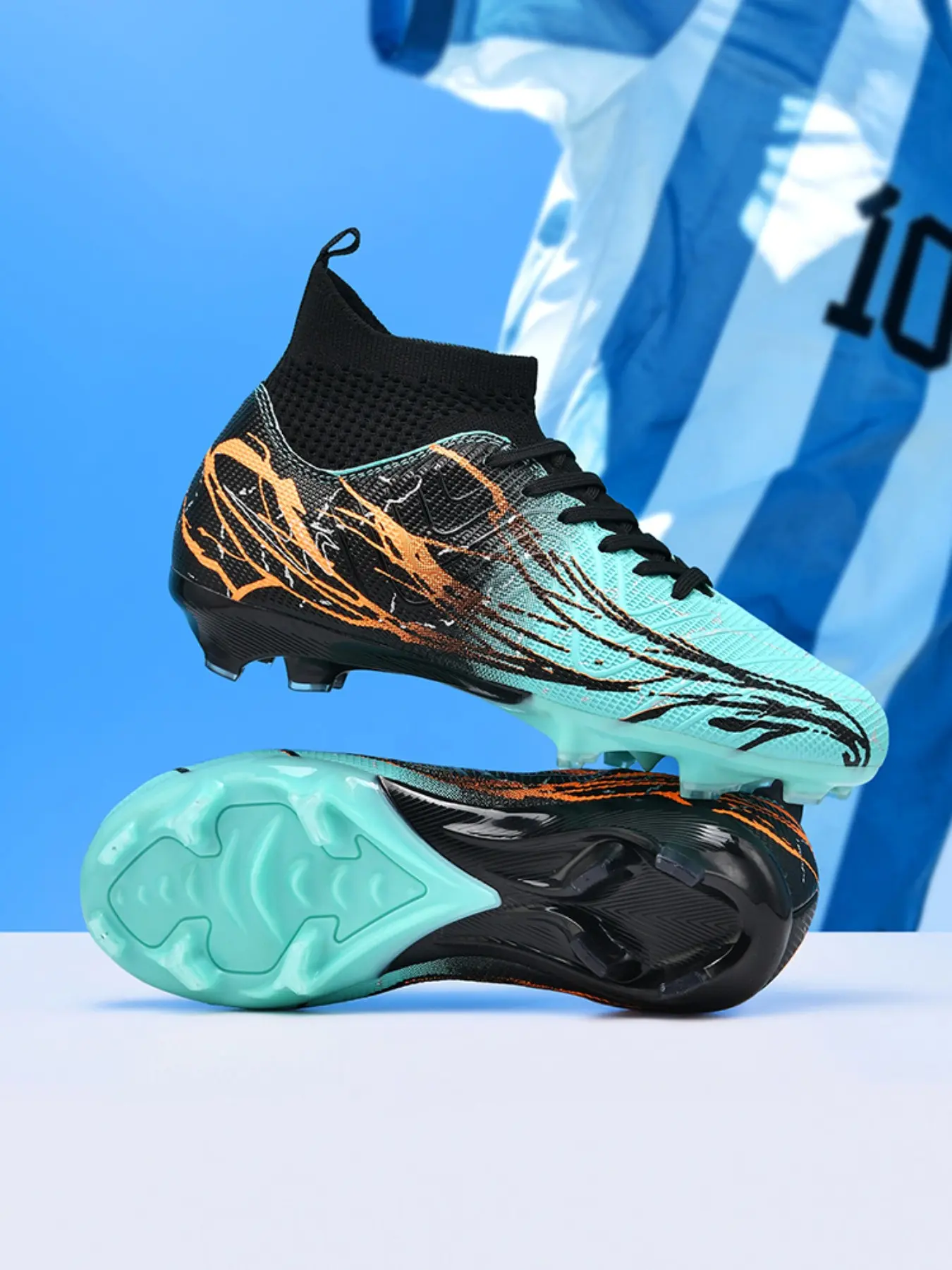 High-Quality Unisex Football Shoes, Durable Sports Cleats, All-Season Wear, Ag Nails, Suitable for Adults, Students, Teens, High Top Fg Boots