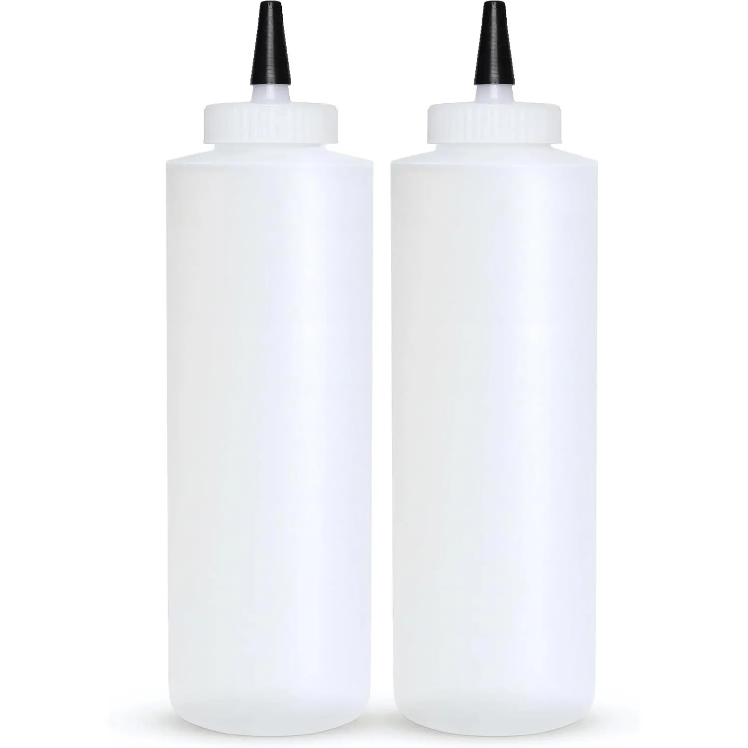 Condiment Squeeze Bottles 16 OZ Wide , Empty  Bottles - Removable Top-Cap, Leak Proof for Ketchup, Mustard, Syrup, Sauces, Dressing, Oil, Arts & Crafts,  Plastic - 2 PACK