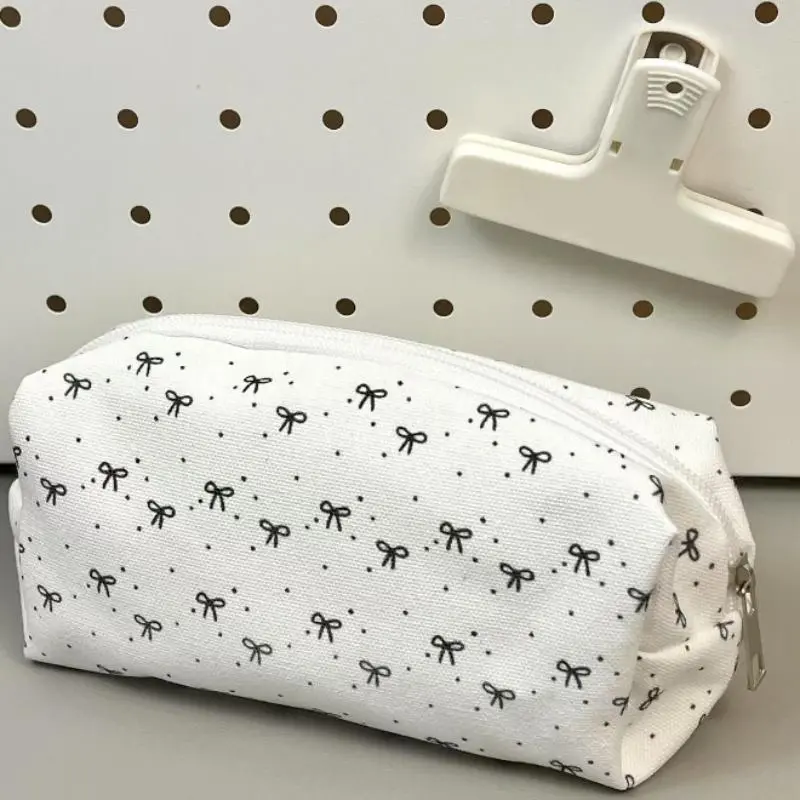 Cute Large Capacity Vinylon Stationery Organizer Bag, Butterfly Knot Design Pencil Case, Ideal for School Supplies, Fun and Practical Storage Solution