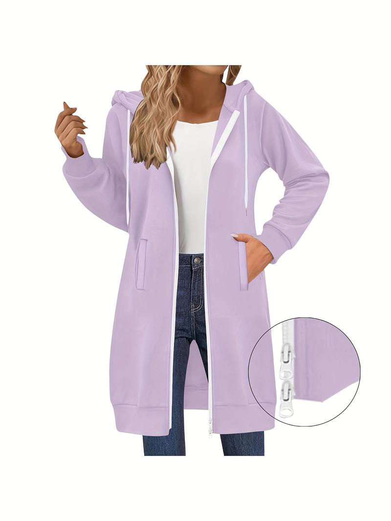 Women Casual Zip up Fleece Hoodies TunicSweatshirt Long Hoodie Jacket S-XXLFall&Winter New Arrivals