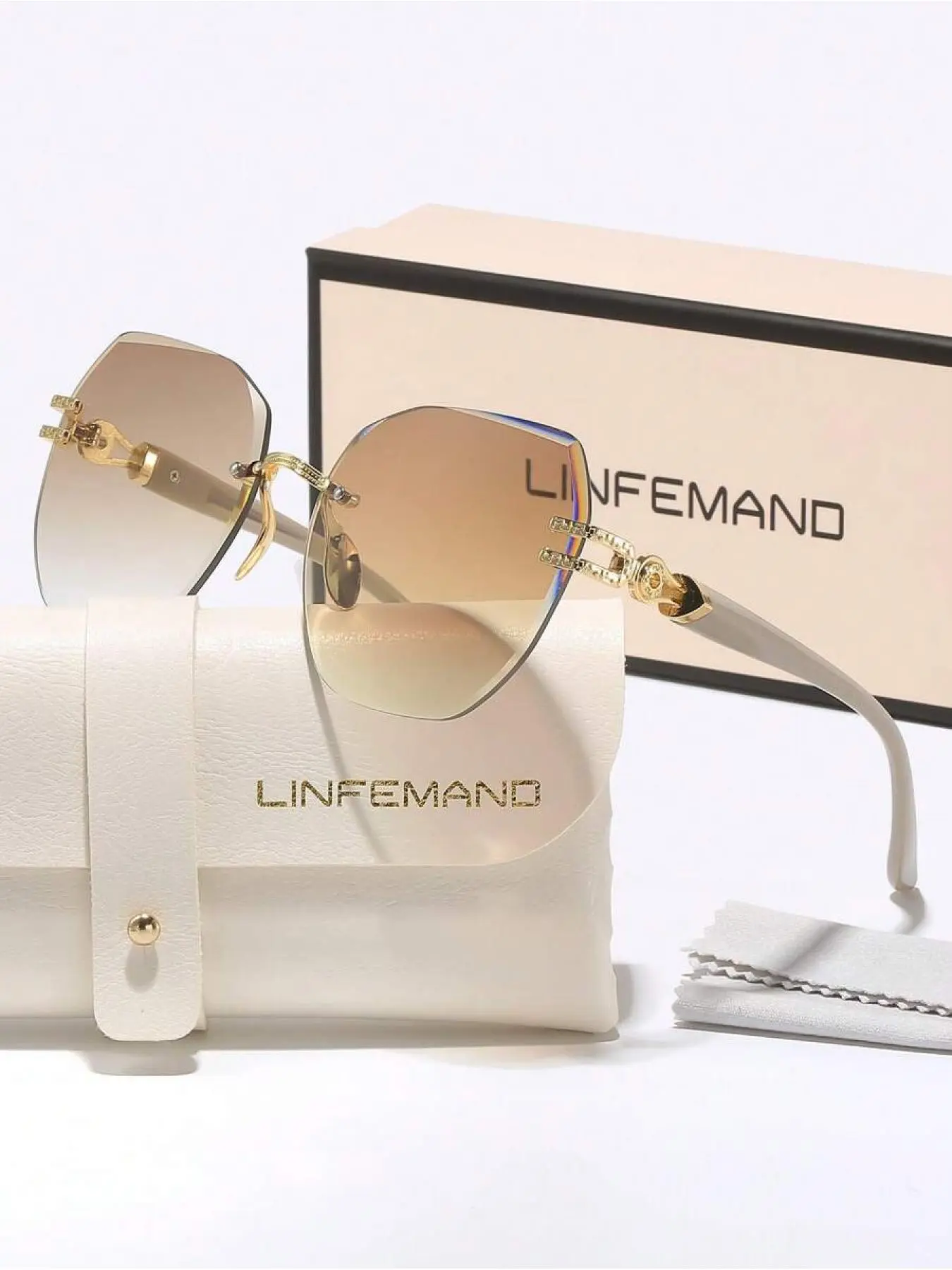 Elegant Lightweight Rimless Sunglasses, Stylish Sunglasses, Trendy Casual Geometric Frame Sunglasses for Women, Fashion Accessories for Everyday Use and Outdoor Activities, Rectangle Frame Sunglasses, Trendy Frames Sunglasses