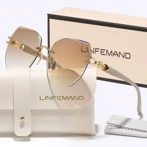 Elegant Lightweight Rimless Geometric Sunglasses for Women, Trendy Sunglasses, Fashion Accessory Eyewear for Everyday Wear and Outdoor Activities #GLOBAL PICKS