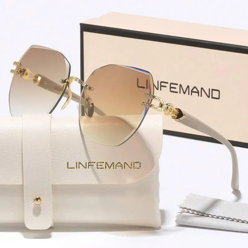 Elegant Lightweight Rimless Geometric Sunglasses for Women, Trendy Sunglasses, Fashion Accessory Eyewear for Everyday Wear and Outdoor Activities #GLOBAL PICKS