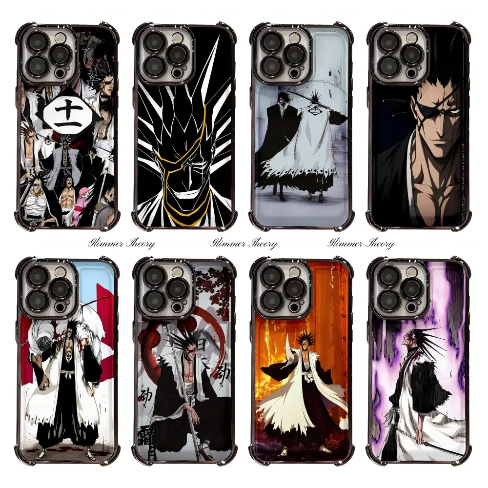 Bleach Kenpachi Zaraki Anime Comic Painting Phone Cases for iPhone 17 Pro Max, Pro, Air, 16 Plus, 15, 14, 13, 12, 11 - Black, Transparent, Shockproof Protective Cover, Birthday Holiday Gift
