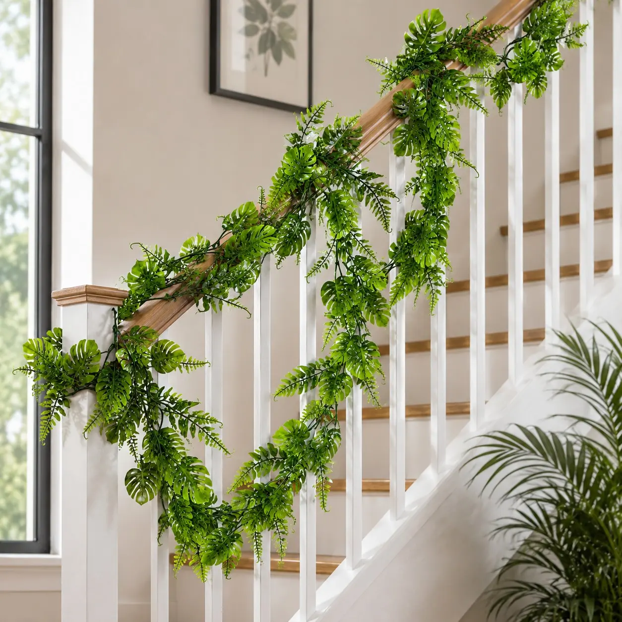 Artificial Monstera Leaf Vine Garland, Faux Tropical Fern Hanging Vine, Fake Greenery Plant Garland, Plastic Leaf Vines for Wall Decor, Wedding Arch, Home Garden Party Decoration, Decorative Fake Greenery, Decorative Fake Plants, Fake Ferns