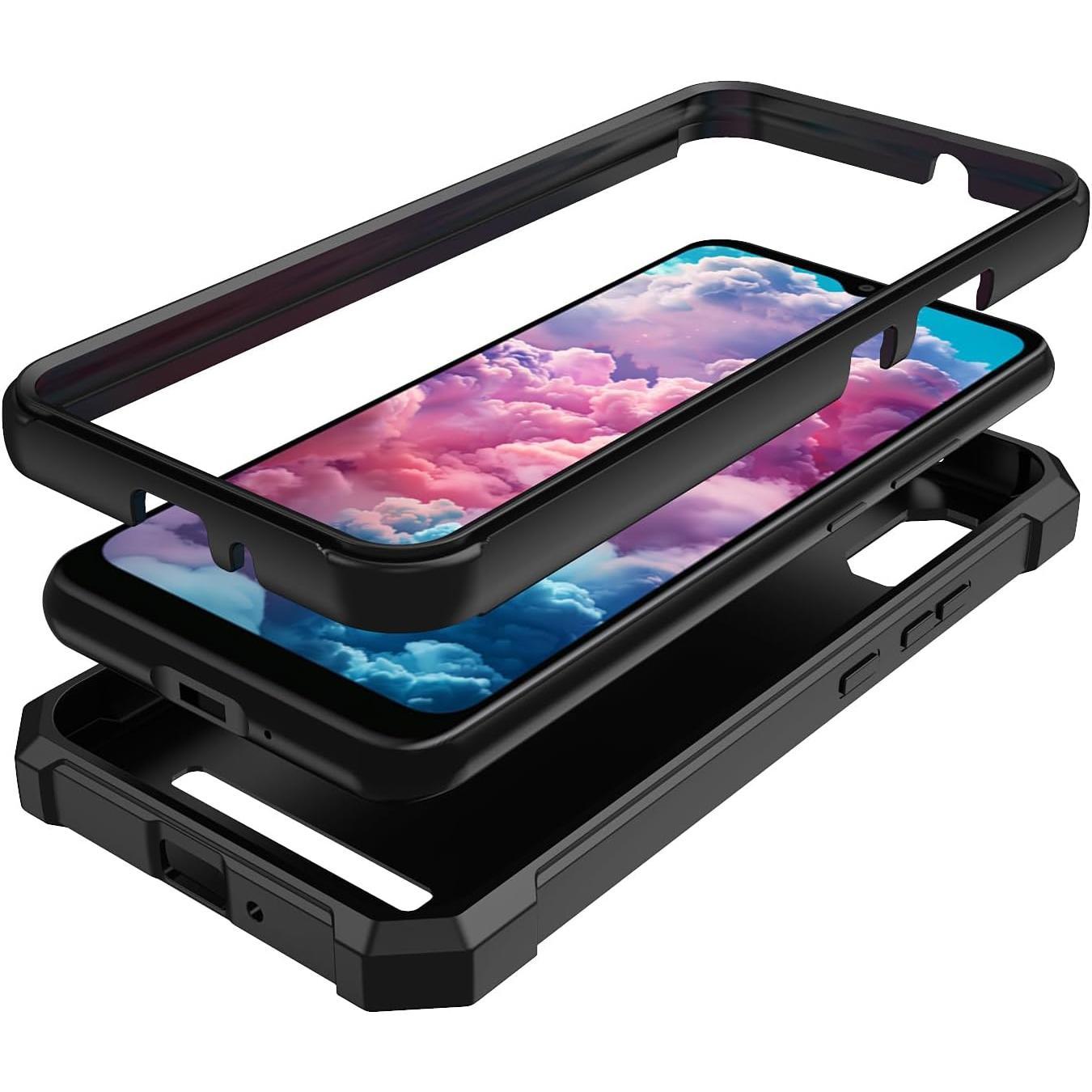 for Cloud Mobile Stratus C8 Case with Screen Protector,Full  Protection Front PC  Soft  Bumper,Heavy Duty Protection Shockproof Phone Case for Cloud Mobile Stratus C8 Black