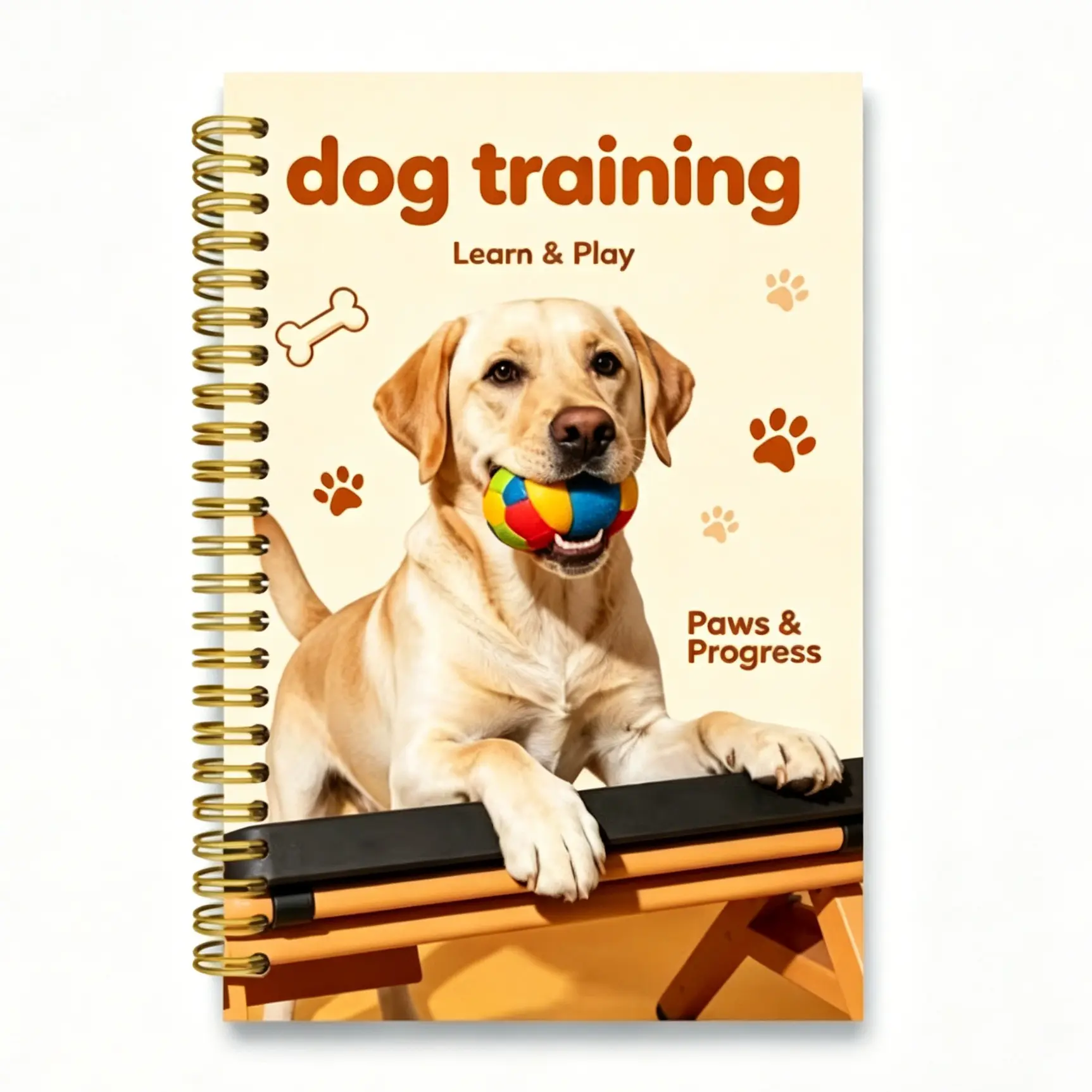 Cute Dog Cover Pet Training Log Book, Dual Ring Layout Puppy Learning Growth Record Notebook, Daily Planning Journal for Dog Owners