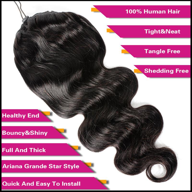 #GiftedInLove #Valentine #Gift 618 Body Wave Wrap Around Ponytail Human Hair Extensions Ponytail human hair daily use event party use glueless wig black woman lace front wig baby hair lace wig woman girl gift body wave bundle messy hair light brown hair b