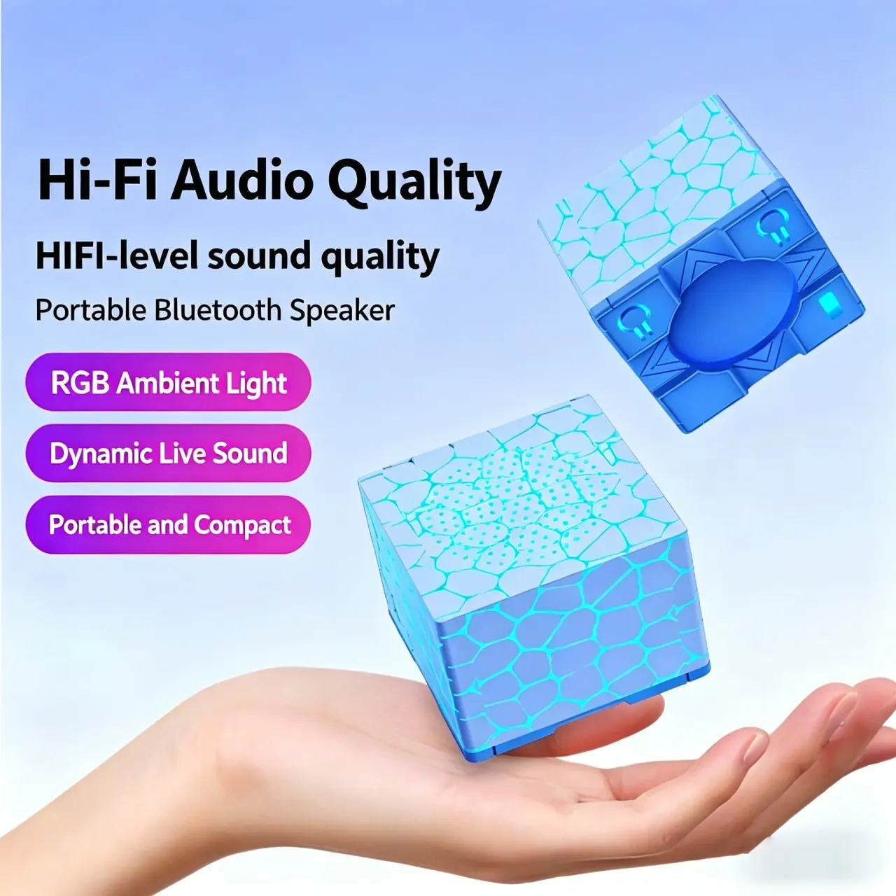 2026 Bursting H1 Pocket-Sized Mini bluetooth Speaker, Wireless Desktop Audio Device, portable RGB light-emitting speaker Compact Design for On-The-Go Music Enjoyment, Wireless Speakers