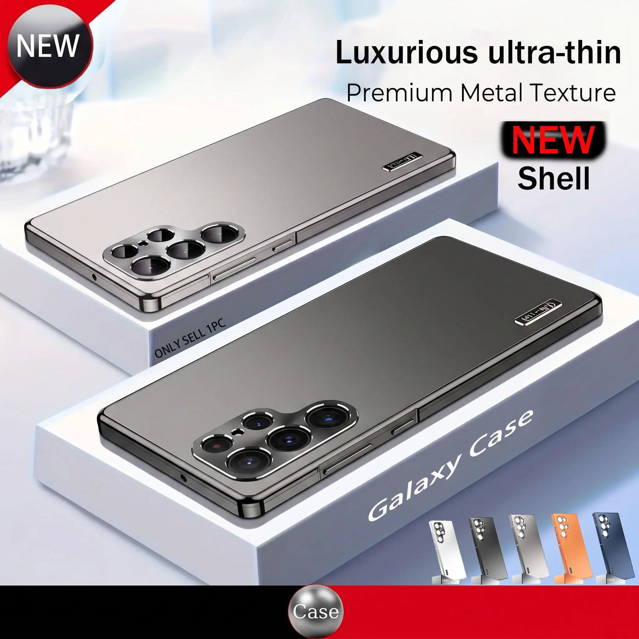 For Samsung Galaxy S26 S25 S24 Ultra Metal Phone Case, Original Color phone cover, Aluminum Frame, Matte PC Back, Ultra Thin Shockproof Cover, Shockproof Shell, Free Screen Protector