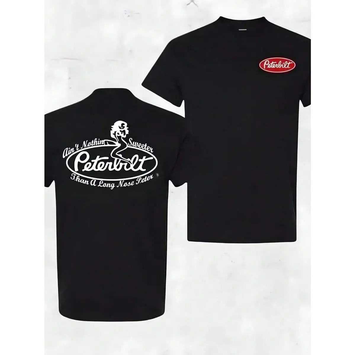 Peterbilt Trucking T-Shirt Funny Long Nose Peter Slogan With Pin-Up Silhouette And Classic Logo, Perfect For  Lovers And CDL Drivers, Streetwear