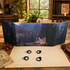 Dnd Run Dm Host Screen, Shadow Crystal Secret Realm Pattern, Trpg Board Game Gm Screen, 4-Fold Foldable Paperboard, A4 Transparent Insert Bag