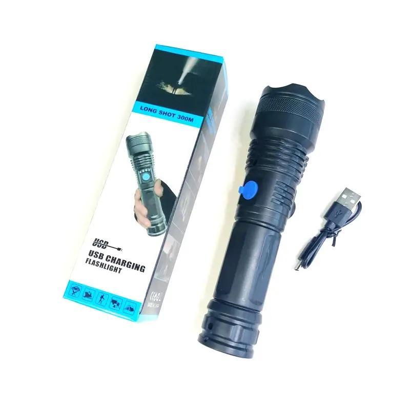 Portable Outdoor Camping Flashlight, Summer Gifts, 1 Count USB Rechargeable Flashlight, Waterproof Flashlight For Outdoor Camping Hiking, Christmas Gift