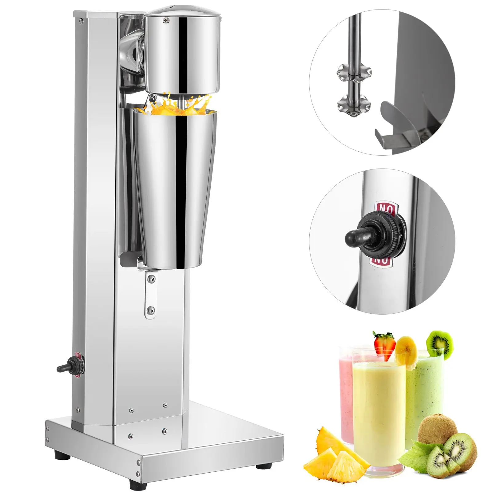 【toolupgrade】VEVOR Classic Corded Milkshake Maker Kit, Stainless Steel 180W Compact Electric Machine, Single Head with 800ml Cup, Dual-Speed Adjustable for Home Users, Silver