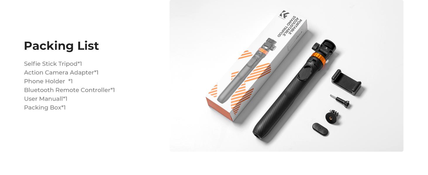 K&F CONCEPT Selfie Stick Tripod, 69" Extendable Light Stand with 1/4" Screw and Remote, Camera Phone Stand Mini Tripod Compatible with DJI OSMO 360 Pocket 3, iPhone 17, Action Camera, Projectors.