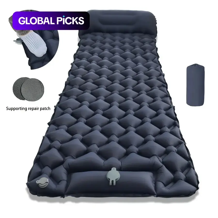 Single Person Inflatable Sleeping Pad, Quick Inflate in 1 Minute, Lightweight Portable Foldable Moisture-Proof Mat, Camping Hiking Picnic Essential, Backpacking Sleeping Pad