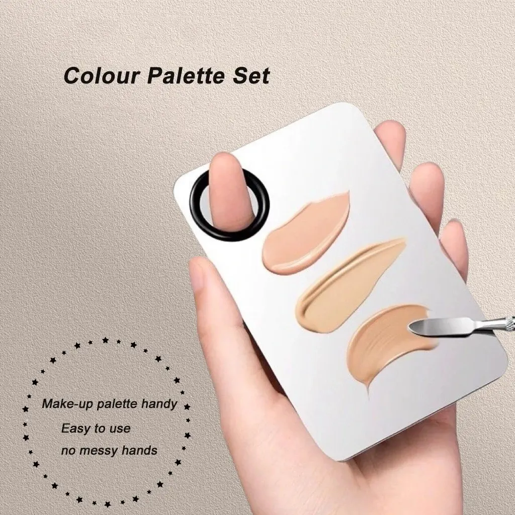 Stainless Steel Makeup Mixing Palette, Upgrade Your Artistry with Durable Metal Tray & Spatula, Perfect for Foundation & Nail-Art