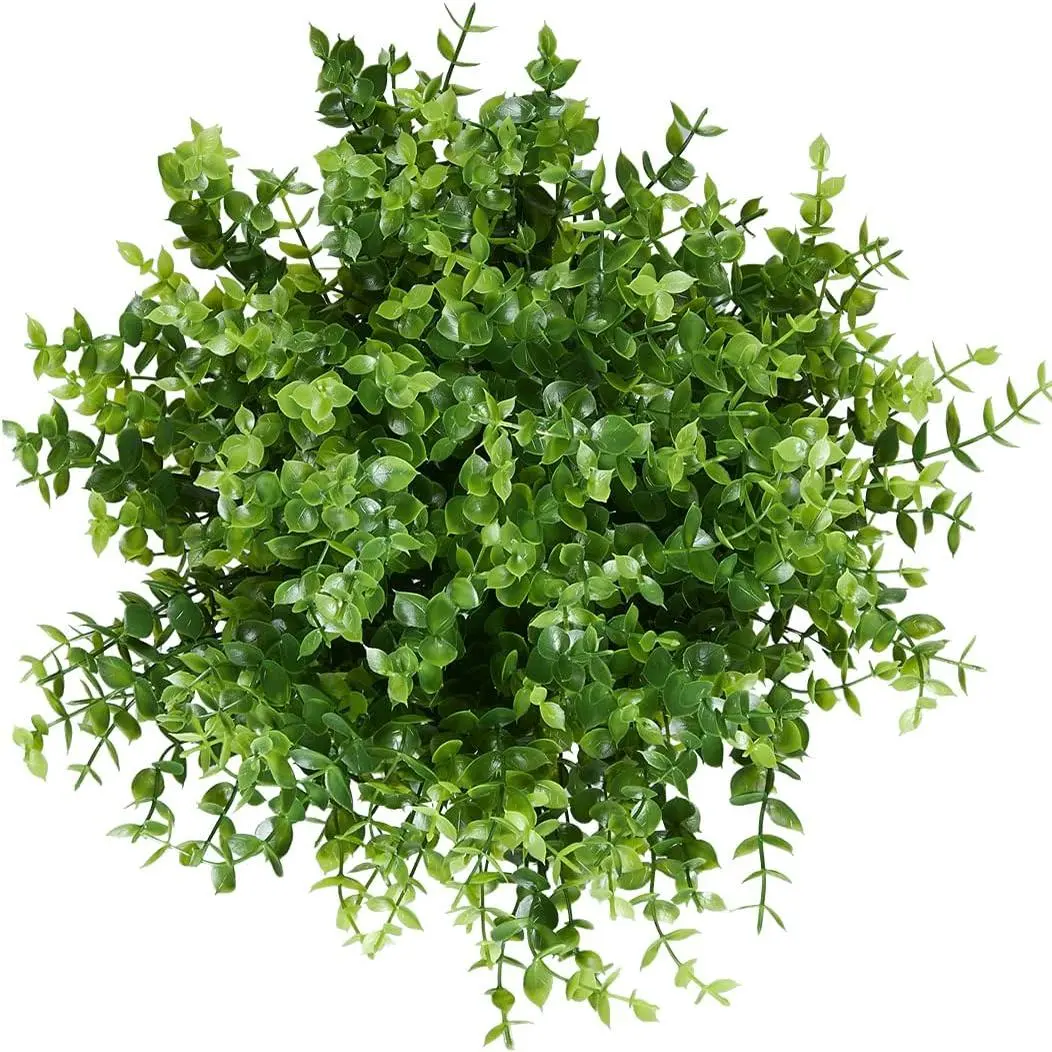 20PCS Artificial Eucalyptus Plants, Fake Boxwood Shrubs UV Resistant No Fade Faux Plastic Greenery for Wedding Bridal Bouquet Indoor Outdoor Home Garden Kitchen Office Table Vase (Green), Artificial Greenery, Faux Plants, Home Decor, Wedding Decor