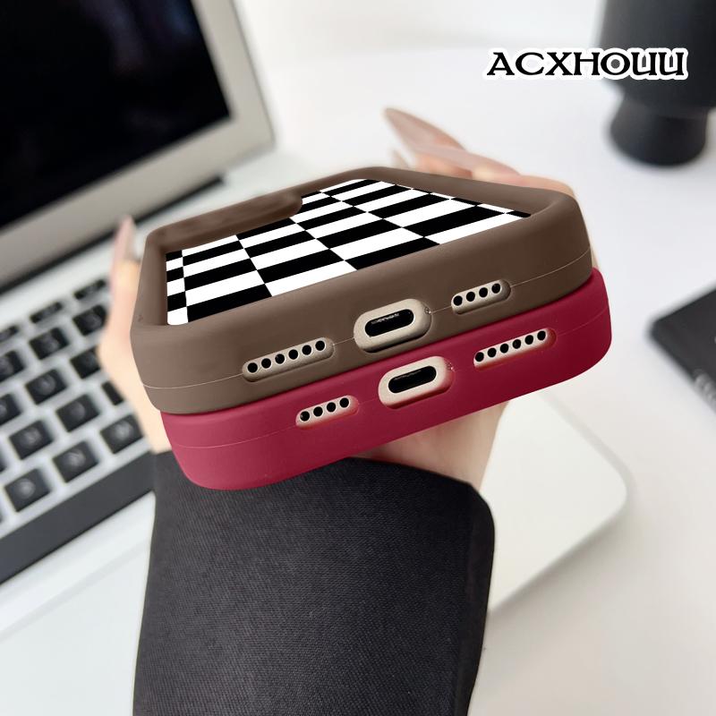 Case for iPhone 17 16 E Pro Max 15 Plus 14 13 12 11 XS XR Checkerboard Anti-Scratch Shockproof Soft Silicone Protective Cover