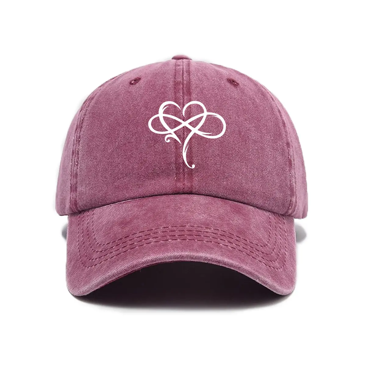 Infinity Heart Embroidered Baseball Cap Washed Cotton Dad Hat Vintage Distressed Adjustable Strapback Sun Hat For Women Men Trendy Cute Aesthetic Streetwear Casual Outdoor Travel Couple Gifts Summer Beach Cap Maroon Red