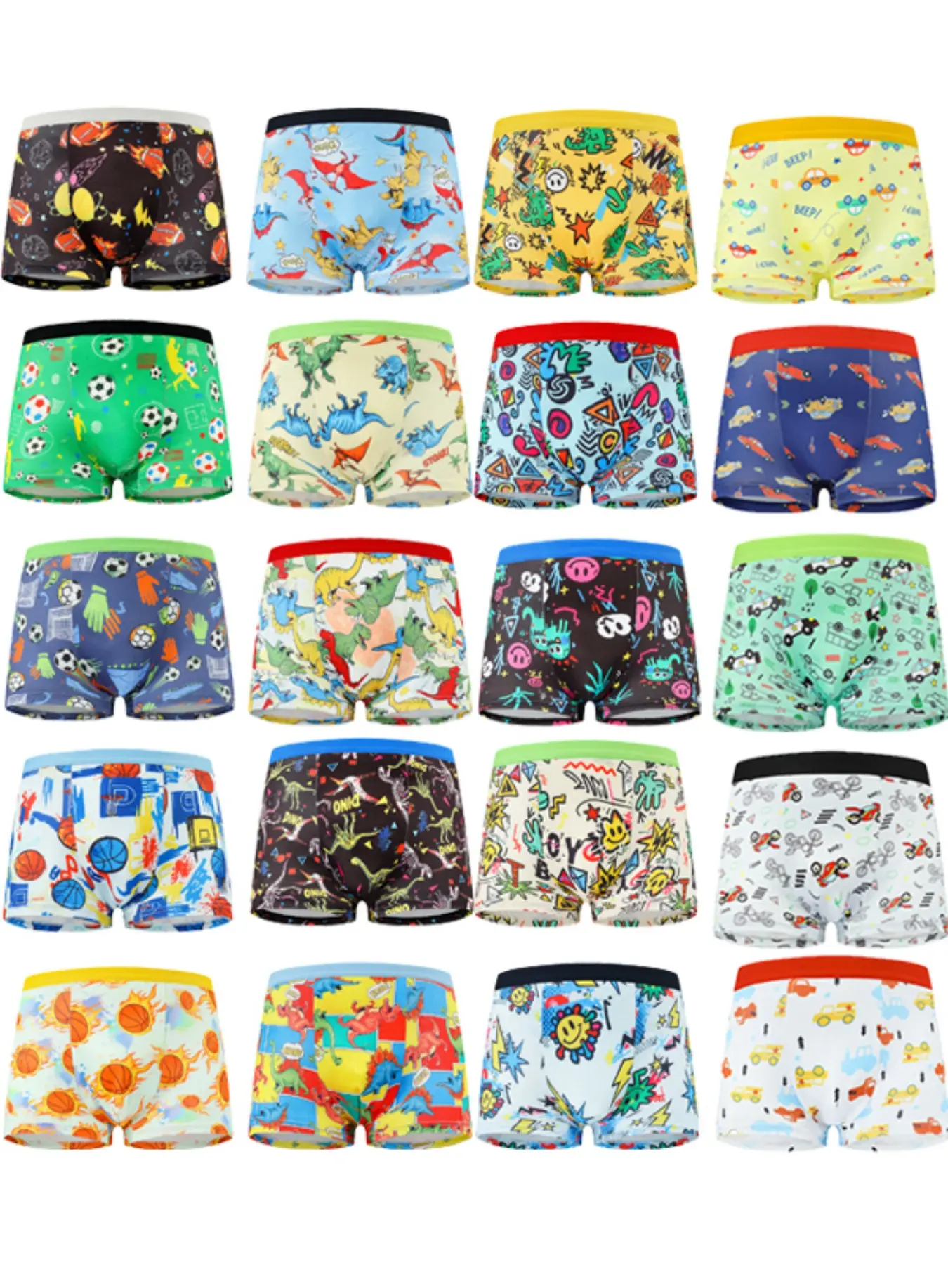 New Comfortable Boys' Underwear Set of 20, Fashion Print, Soft Fabric, Perfect Fit, Ideal for Daily Wear, All Seasons