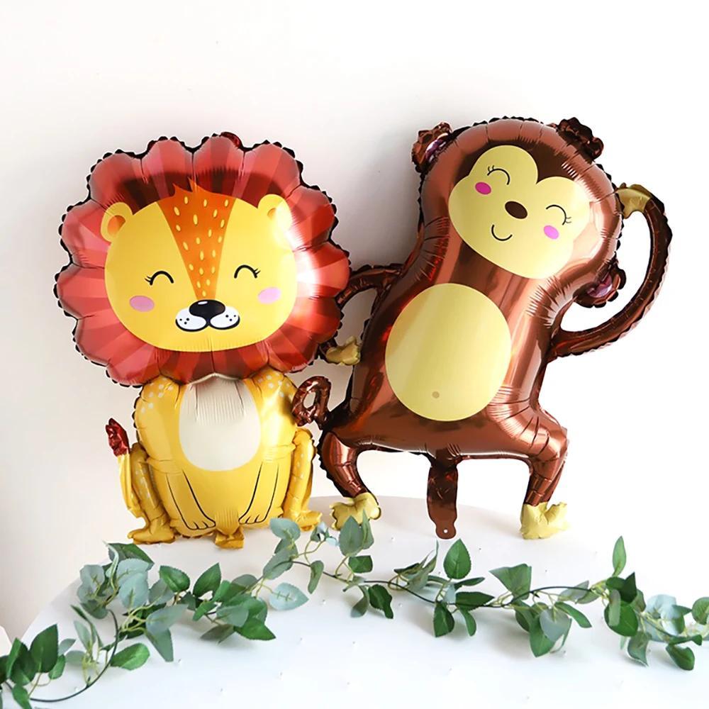 Safari Animals Happy Birthday Banner Pennant Foil Animal Balloons for Kids Jungle Safari Zoo Theme Party Decoration Supplies Toy