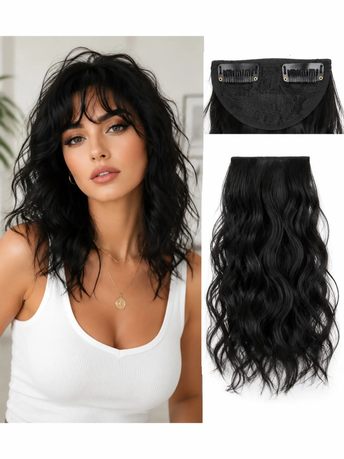 Synthetic 1PC Hair Curly Hair Mini Hair Pad Hair Natural Black Brown Hair Extension Clips In Hairpiece For Women Hair Wig