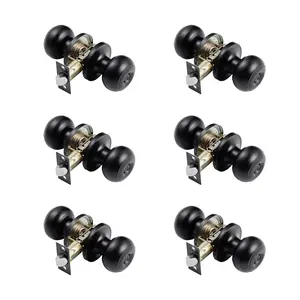 【DealsForYouDays】VEVOR 6 Pack Black Door Knobs, Privacy Door Knob with Round Ball, Keyless Exterior Thumb Turn Lock Interior, All Metal Doorknobs Hardware, Matte Black Modern Design for Bedroom Bathroom