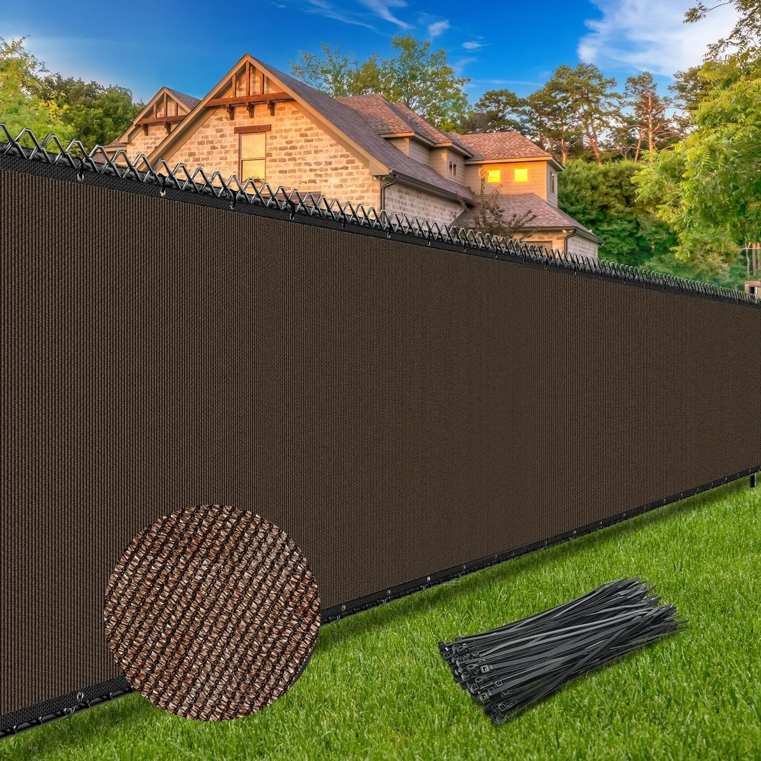 Outdoor Privacy Fence Screen, 6' x 50' Heavy-Duty 170GSM HDPE Mesh with Airflow, 95% Privacy, Reinforced Edges & Grommets for Chain Link, Wood Fences, Patio
