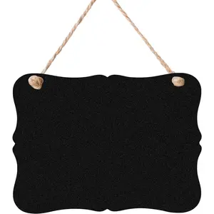 1Pcs Wooden Double-Sided Chalkboard Sign, 9x6.7 Inches with Hanging String, Versatile Erasable Message Board for Home, Party, Wedding Decor & More (Wave 1)