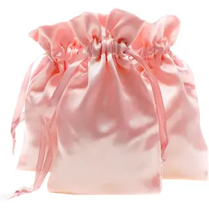 50 Pack 4" x 6" Pink Champagne Satin Gift Bags with Drawstring Jewelry Pouches Wedding Favor Bags for Baby Shower Birthday Party Small Business