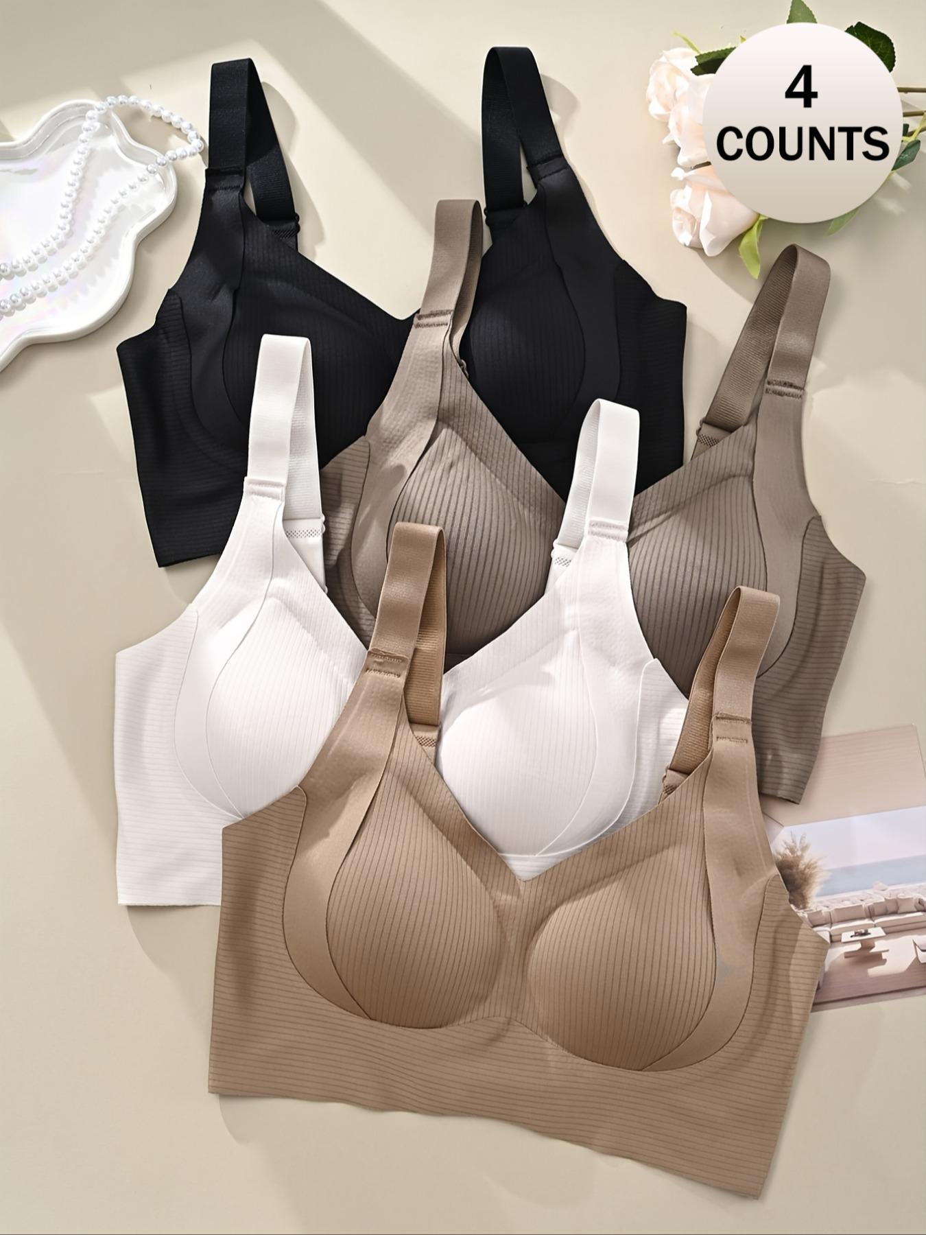 Women's Seamless Wireless Bra, Adjustable Wide Straps, Comfortable Breathable Lingerie, Medium Support, Casual All-Season Wear