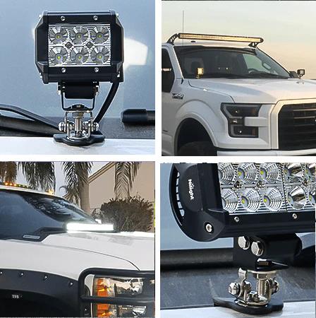 Nilight Universal Adjustable Pillar Hood Clamp Holder Mount Bracket (Pair) Pad Steel Rubber