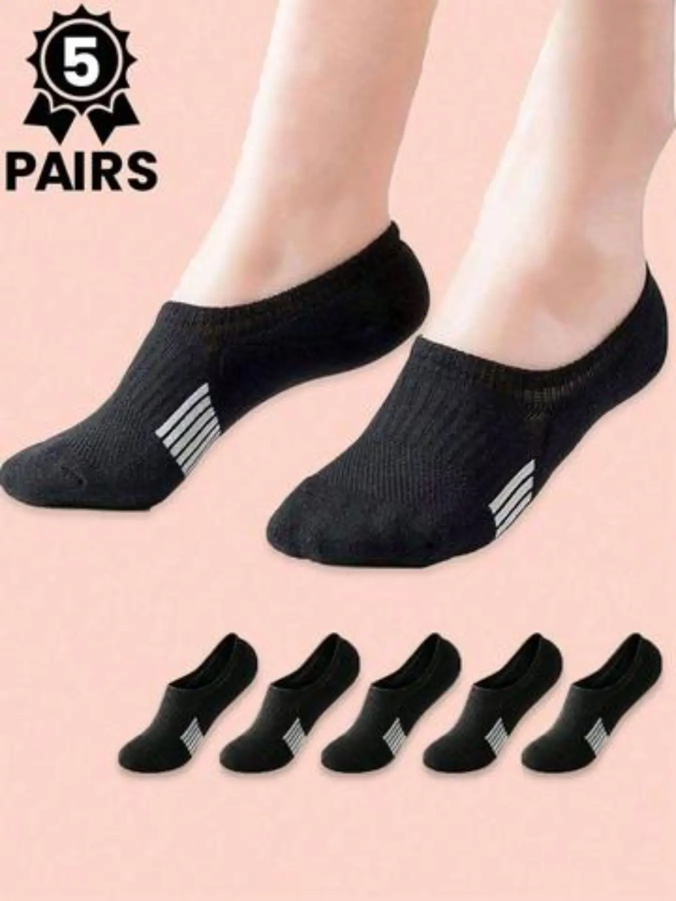 5 Pairs Women's Summer Thin Boat Socks, Non-Slip Invisible Low-Cut Sports Socks, Comfortable Daily Wear, Soft and Flexible, Anti Slip Socks