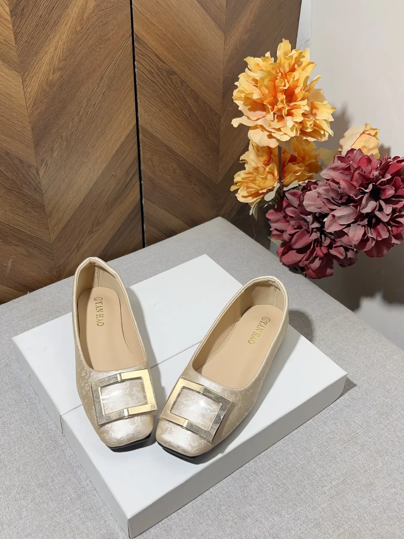 New Traditional Square Toe Flat Shoes, Metal Buckle, Breathable Soft Sole, Anti-Slip, Suitable for Qipao Hanfu, All Seasons