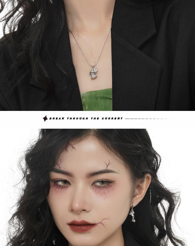 Ghost series necklace female niche super sa sweet cool sterling silver zircon pendant collar trend personality