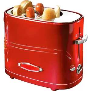 Retro Pop-Up 2 Hot Dog and Bun Toaster, With Mini Tongs, Works With Chicken Dogs, Turkey Dogs, Veggie Links, Sausages and Brats